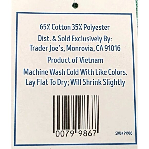Trader Joes Canvas Tote Bag Pastel Blue Beige Reusable Grocery Book Sack Travel - Picture 7 of 7